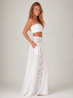 Loovay Prunella, Witte Maxi-Rok met Kantdetails