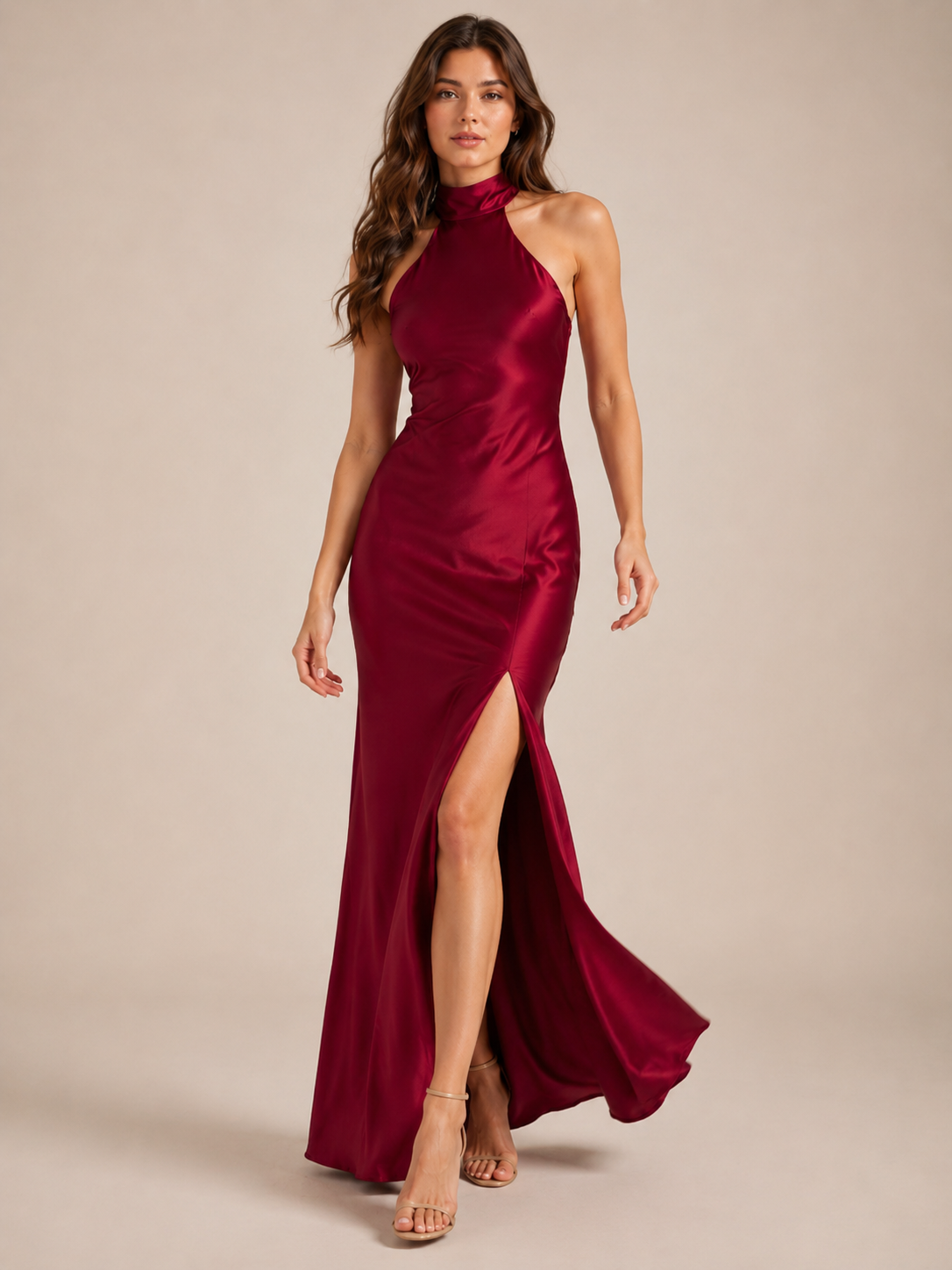 Loovay Valessia Halter Maxi-jurk met Open Rug