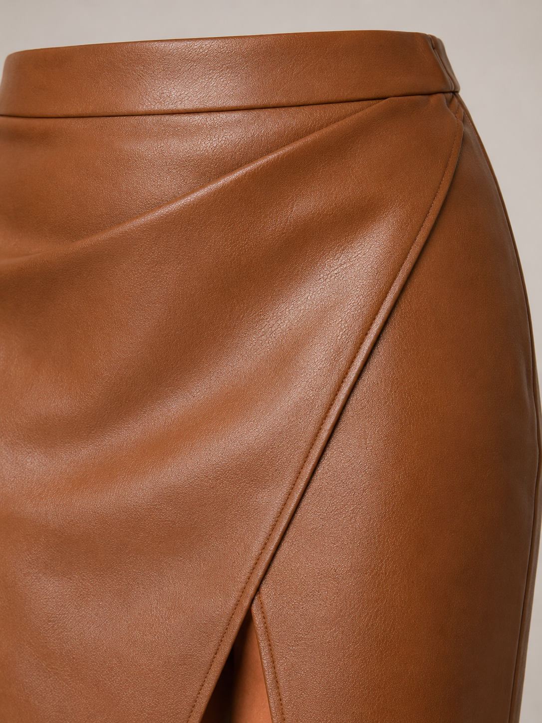 Loovay Virelle, Leren Look Midi-Rok met Split
