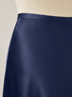 Loovay Luméra, Satijnlook Midi-Rok met Hoge Taille