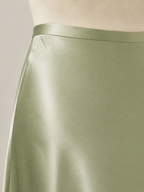 Loovay Luméra, Satijnlook Midi-Rok met Hoge Taille