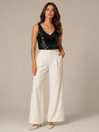 Loovay Lumera Pailletten Top met V-hals