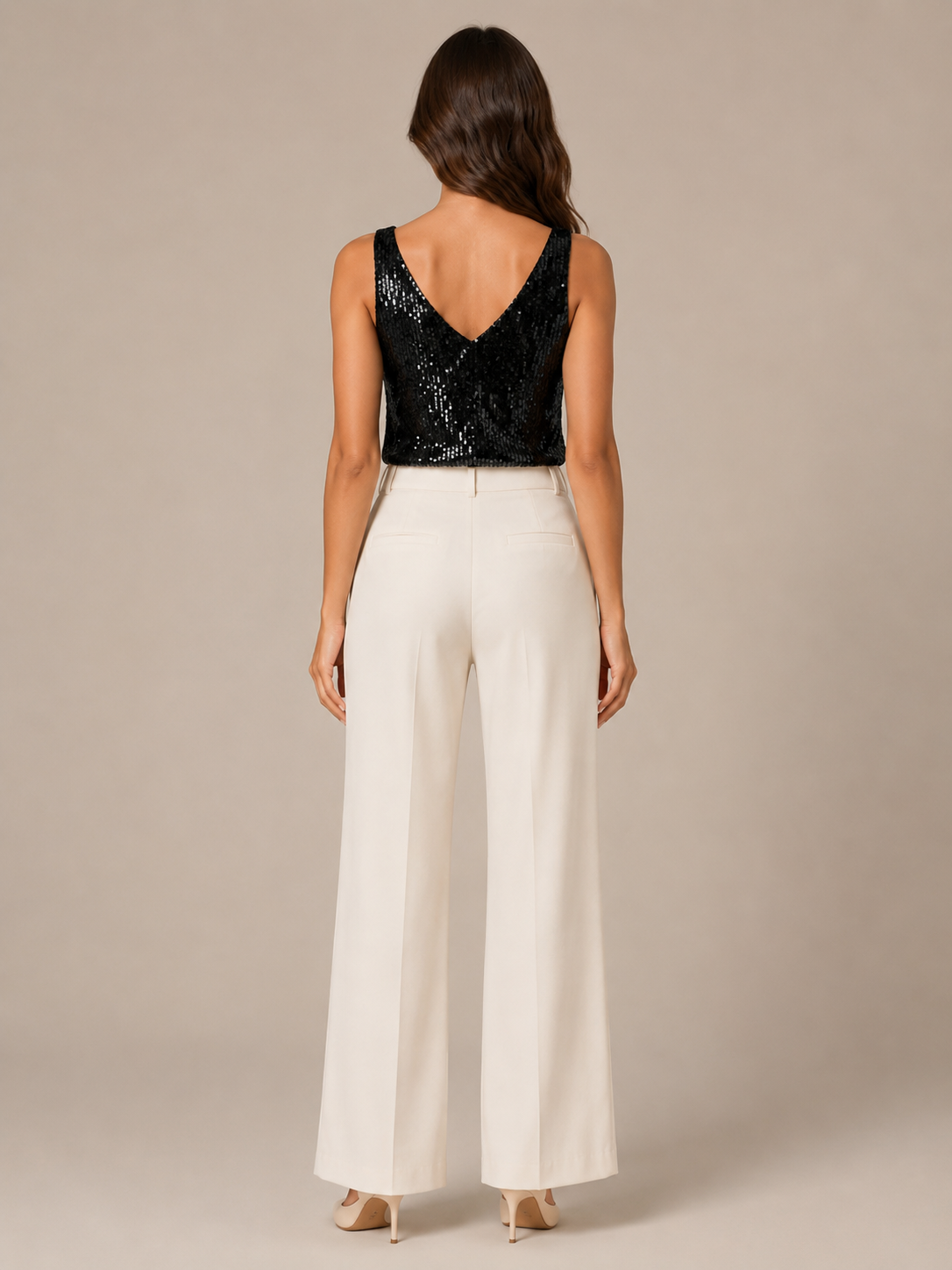 Loovay Lumera Pailletten Top met V-hals
