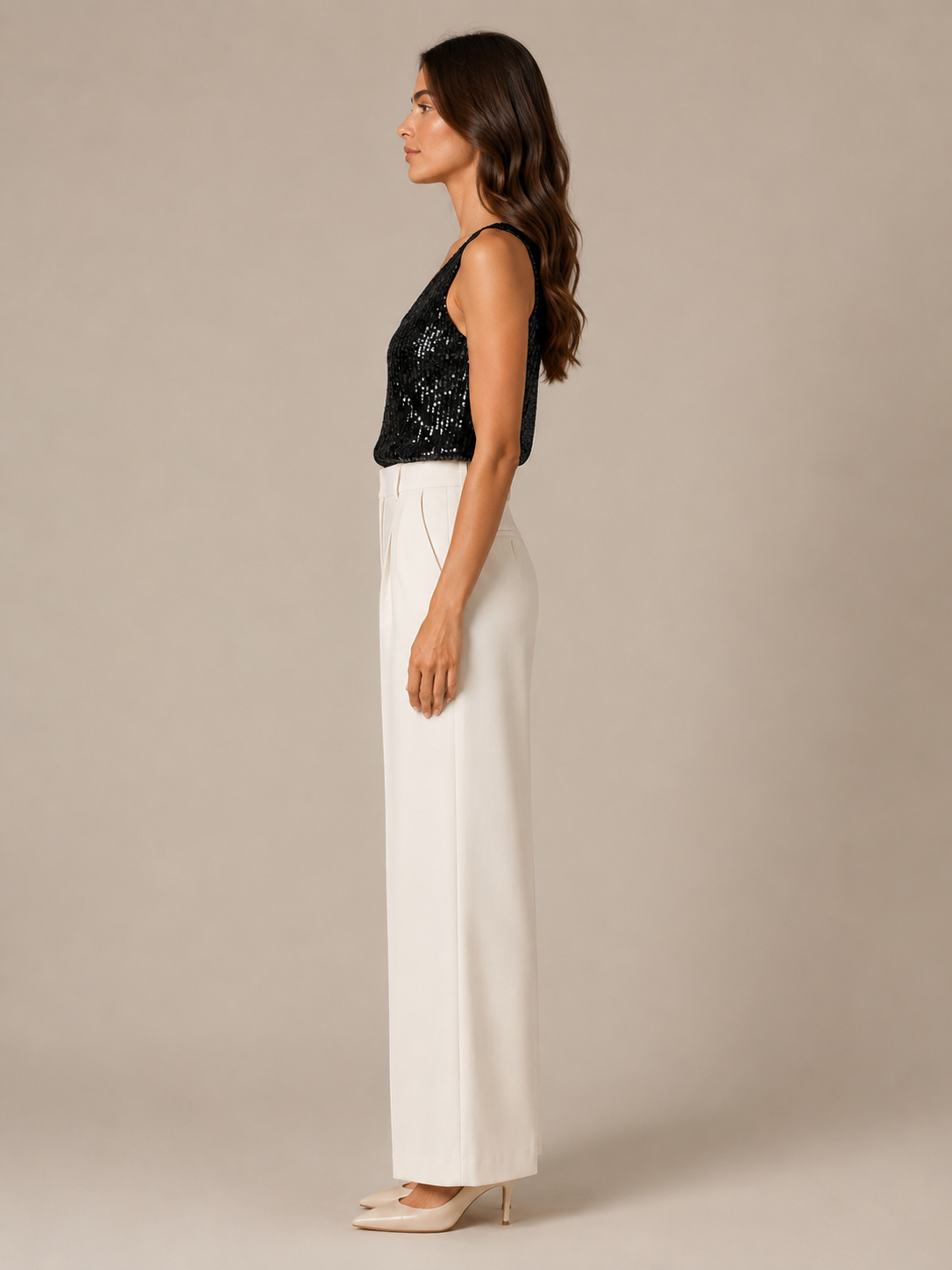 Loovay Lumera Pailletten Top met V-hals