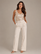 Loovay Lumera Pailletten Top met V-hals