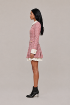 Loovay Norelline Tweed Mini Jurk met Plissé Rand