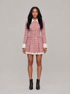 Loovay Norelline Tweed Mini Jurk met Plissé Rand