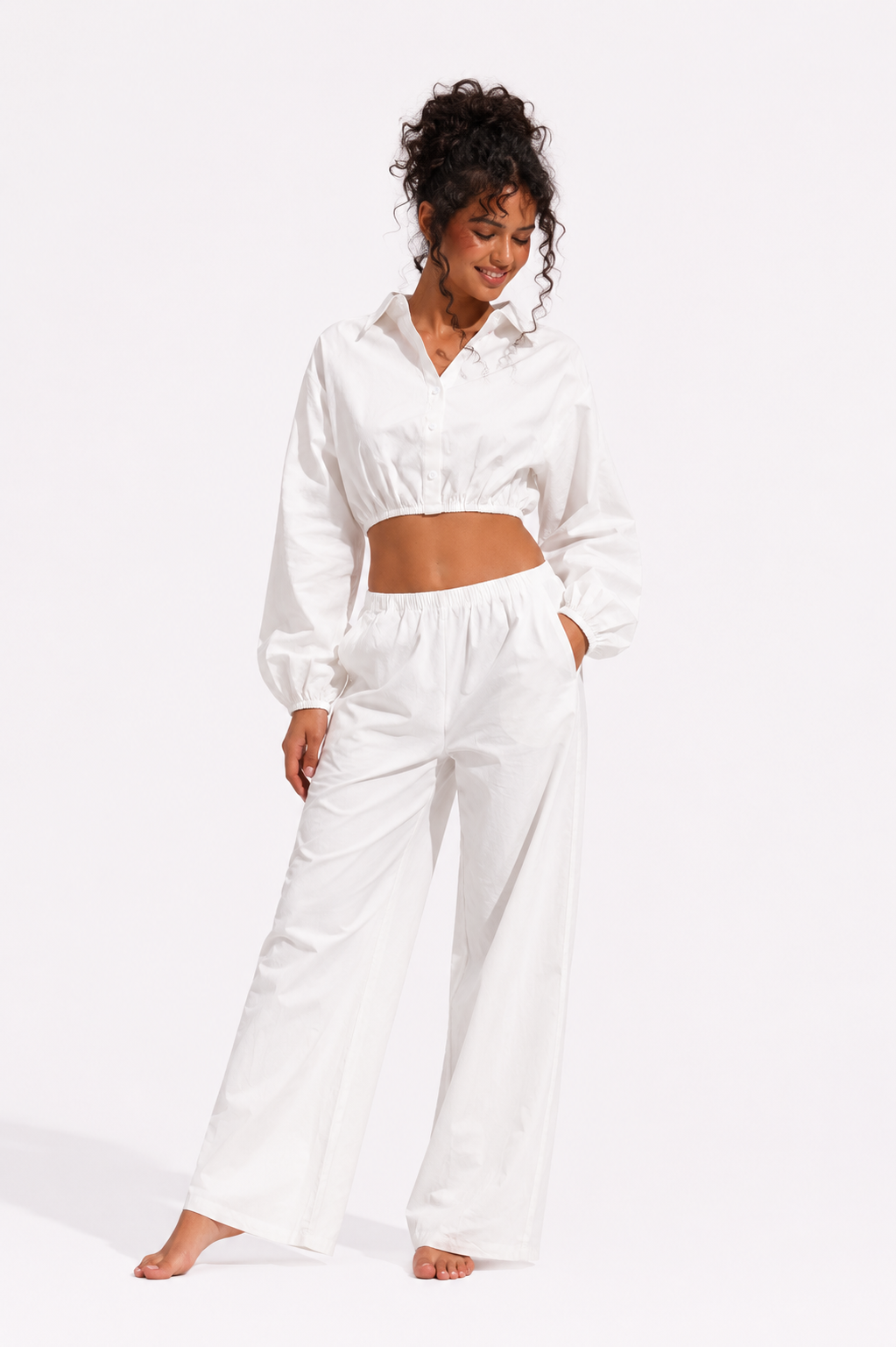Loovay Elowen Set, Cropped Blouse en Rok met Plooidetails