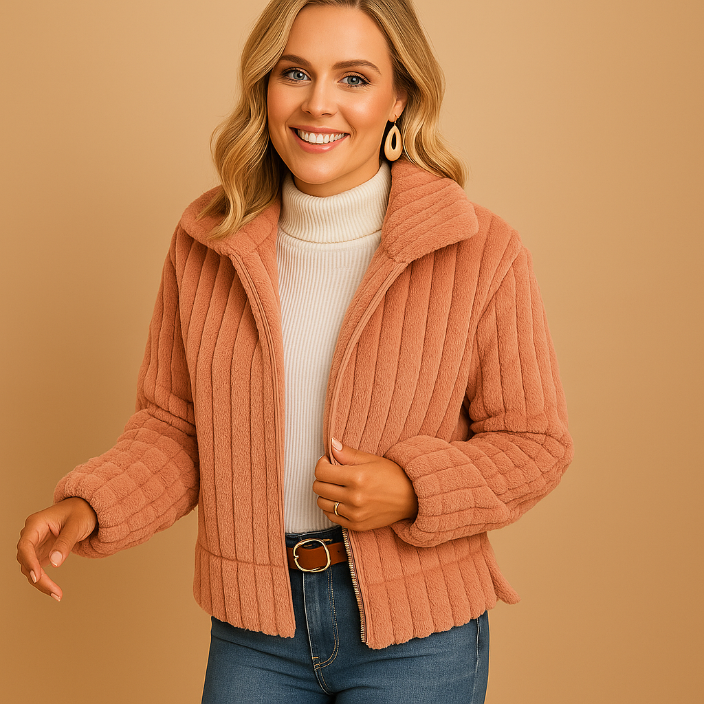 Alvéra – Lang fleece vest met opstaande kraag