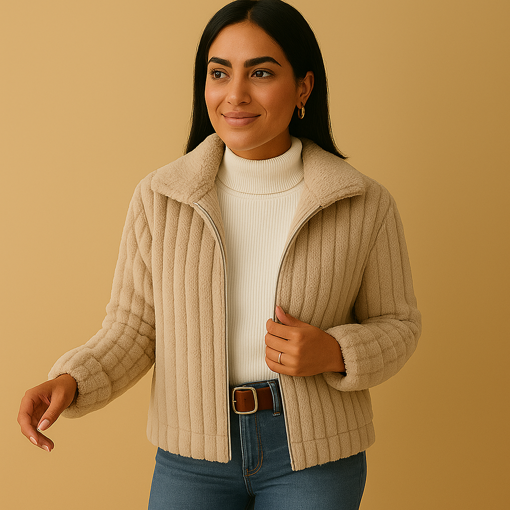 Alvéra – Lang fleece vest met opstaande kraag