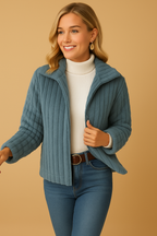 Alvéra – Lang fleece vest met opstaande kraag