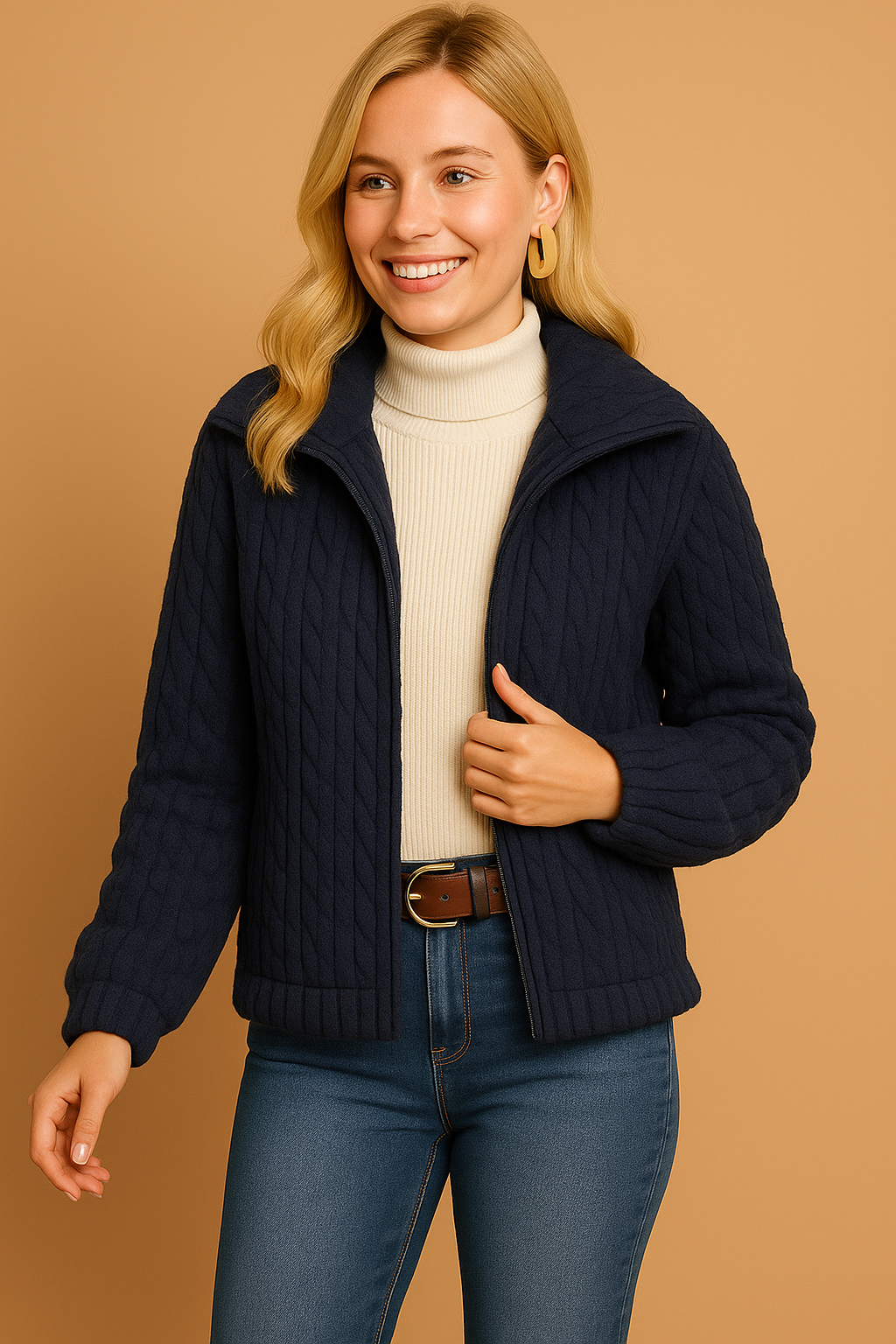 Alvéra – Lang fleece vest met opstaande kraag