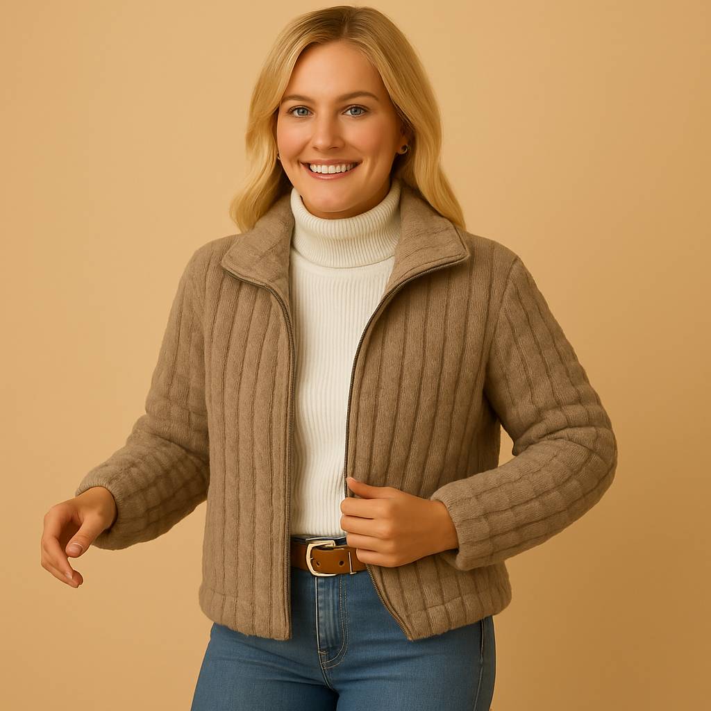 Alvéra – Lang fleece vest met opstaande kraag