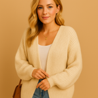 Serayne – Gebreid open vest met ontspannen pasvorm