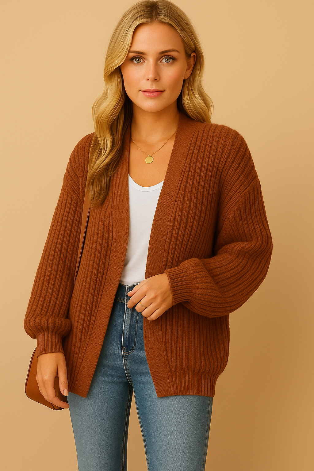 Serayne – Gebreid open vest met ontspannen pasvorm