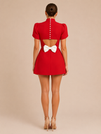 Loovay Rubelle Jurk, Rode Mini Jurk met Open Rug