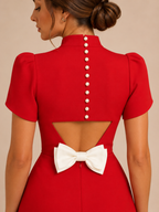 Loovay Rubelle Jurk, Rode Mini Jurk met Open Rug
