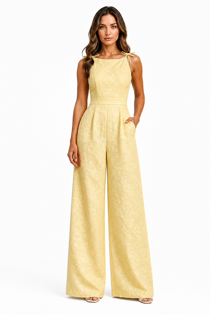 Loovay Soléa Jumpsuit, Luxe Jacquard Elegantie