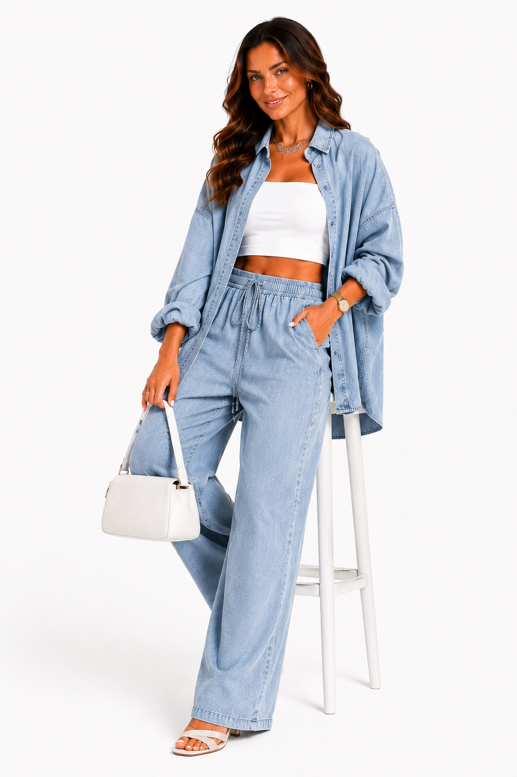 Loovay Veloura Set, Geribbelde Lounge Chic
