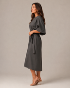 Loovay Evelisse Midi Jurk met Tailleband