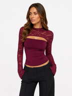 Loovay Azélia Top, Elegante Kanten Look
