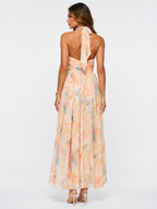Loovay Azurielle Jurk, Halter Maxi met Aquarelprint