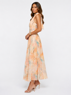Loovay Azurielle Jurk, Halter Maxi met Aquarelprint