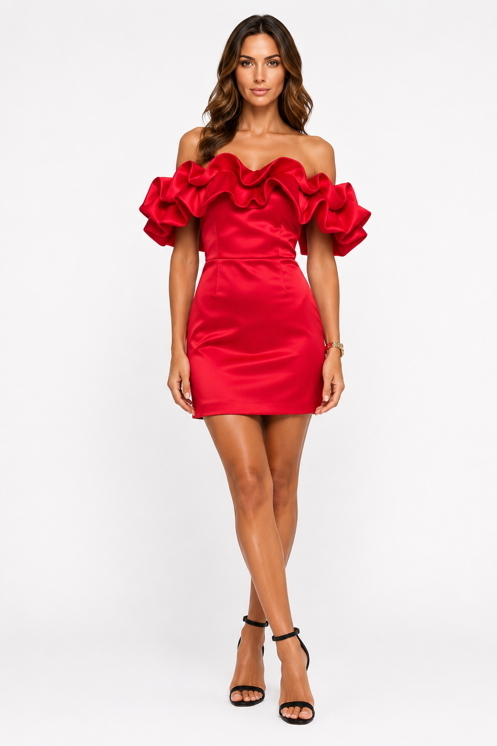 Loovay Roséline Jurk, Mini Jurk met Ruches