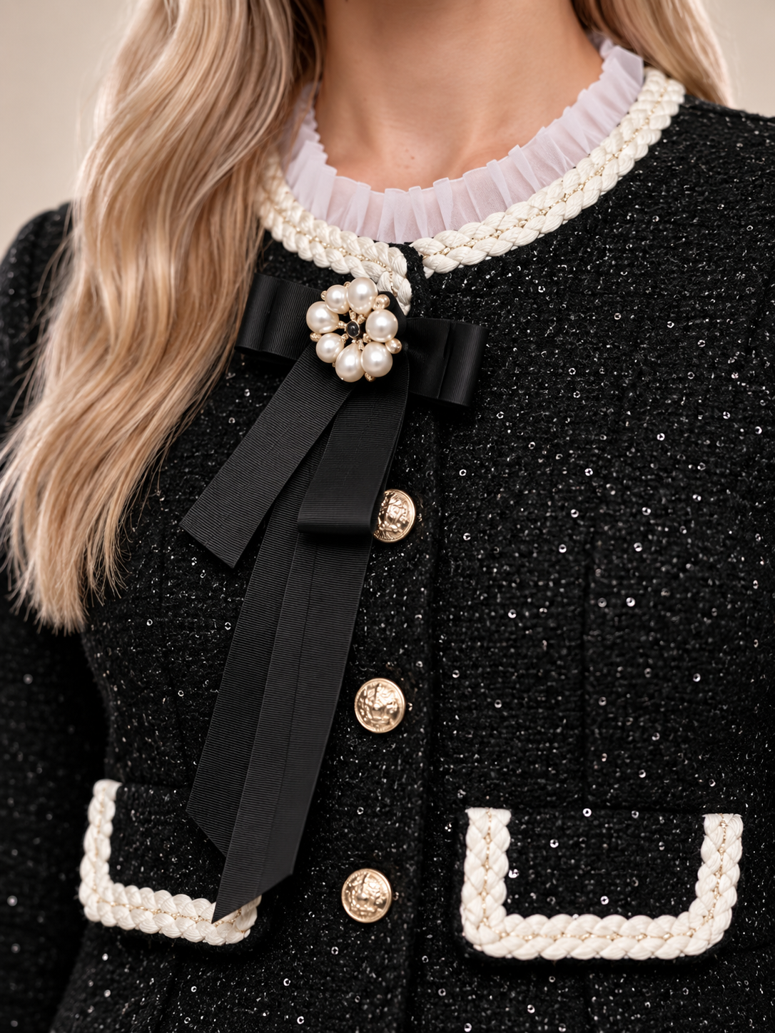 Loovay Seralyne Tweed Feestset met Peplum Blazer