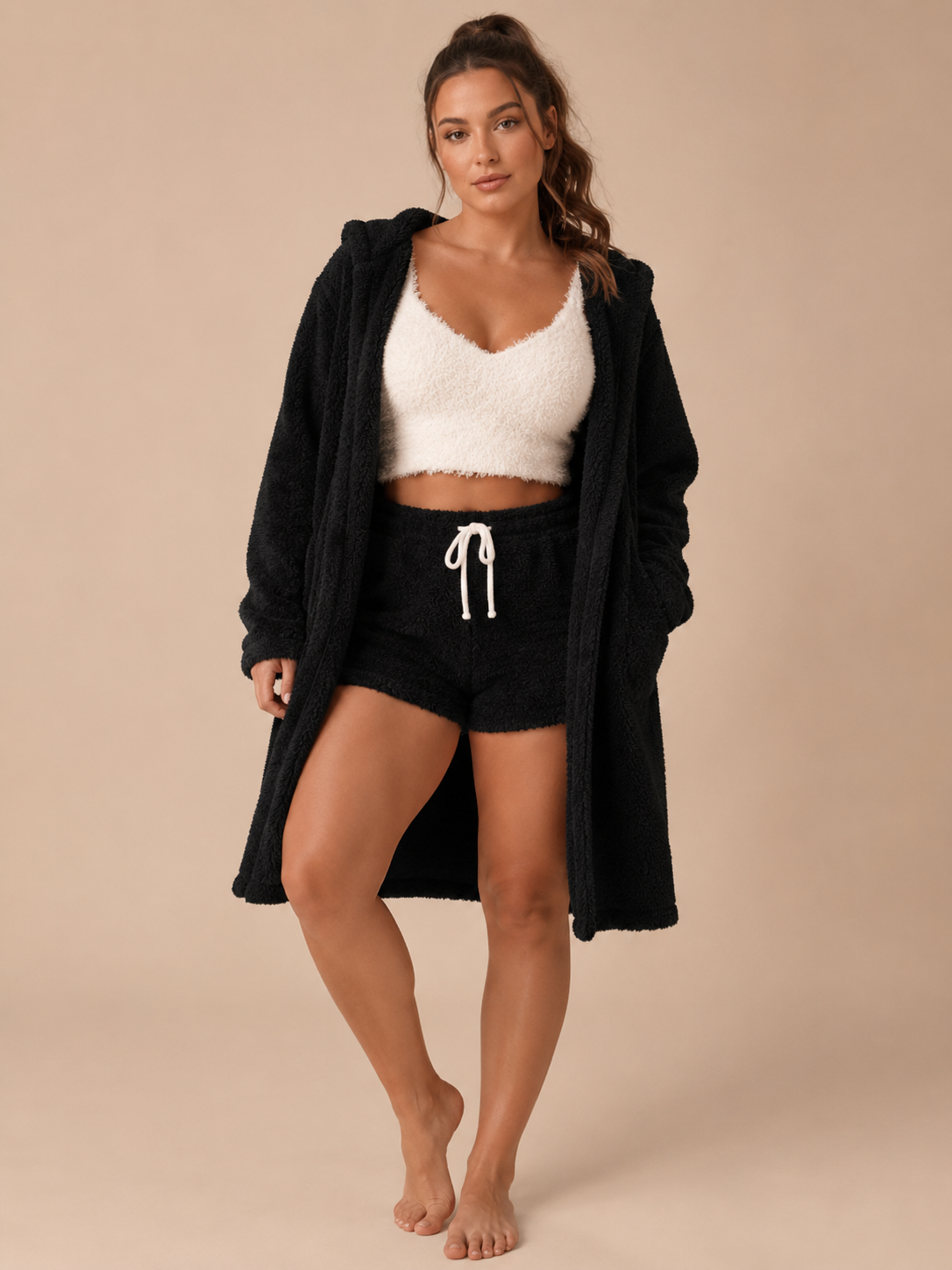 Loovay Elysane Driedelige Pyjamaset met Vest en Short