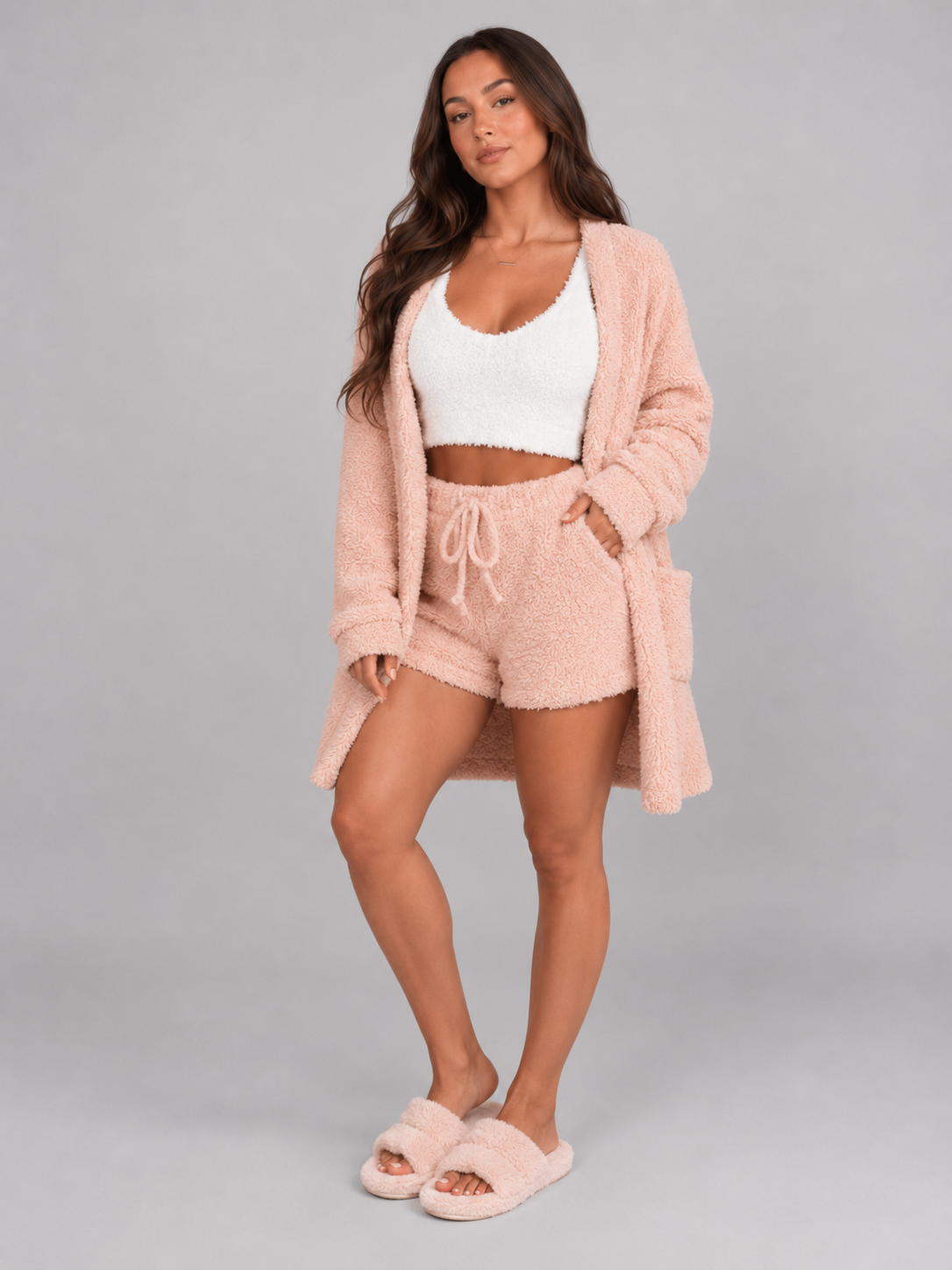 Loovay Elysane Driedelige Pyjamaset met Vest en Short