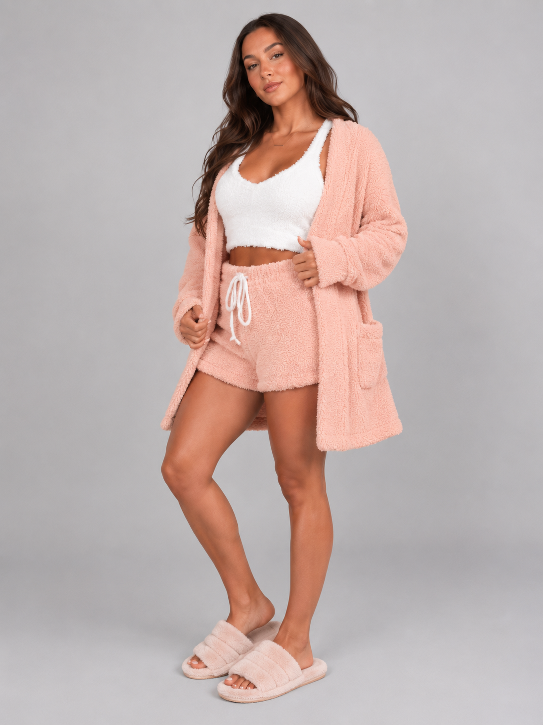 Loovay Elysane Driedelige Pyjamaset met Vest en Short