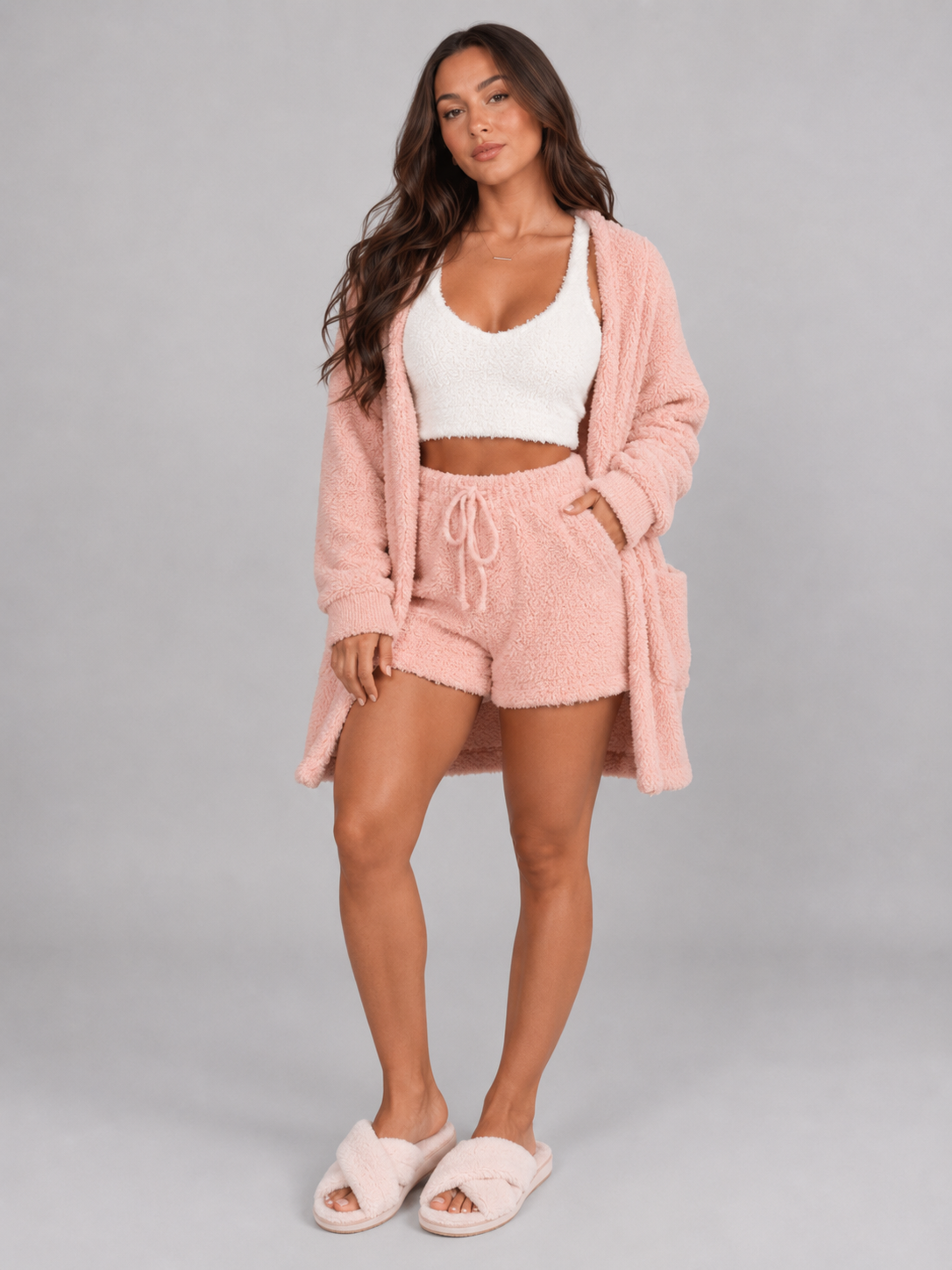 Loovay Elysane Driedelige Pyjamaset met Vest en Short