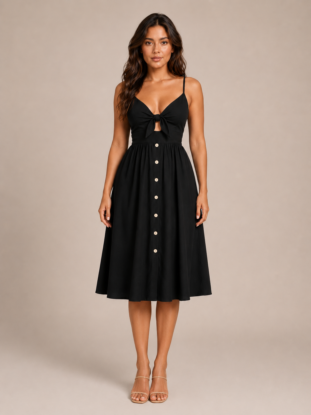 Loovay Elanora Midi Jurk met Strikdetail