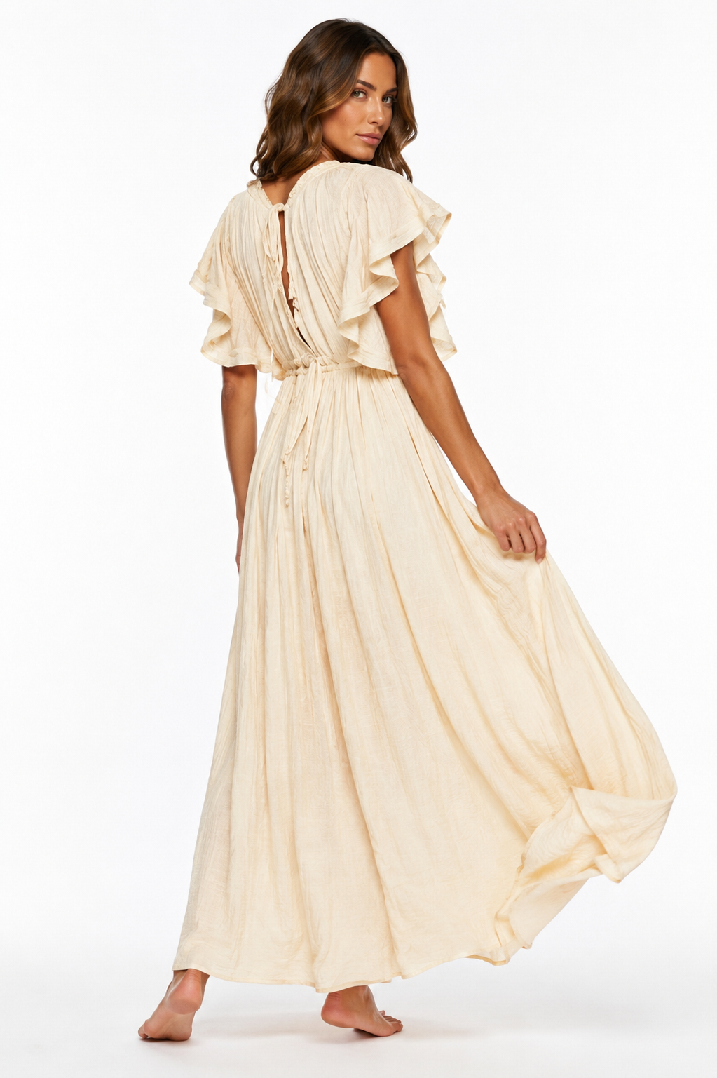 Loovay Solmira Jurk, Crème Ibiza Maxi Elegantie