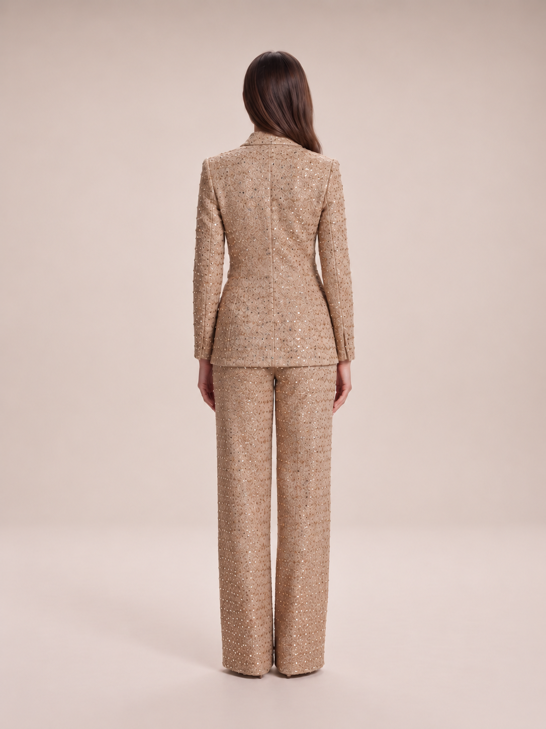 Loovay Armelisse Pailletten Feestpak met Wide Leg Broek