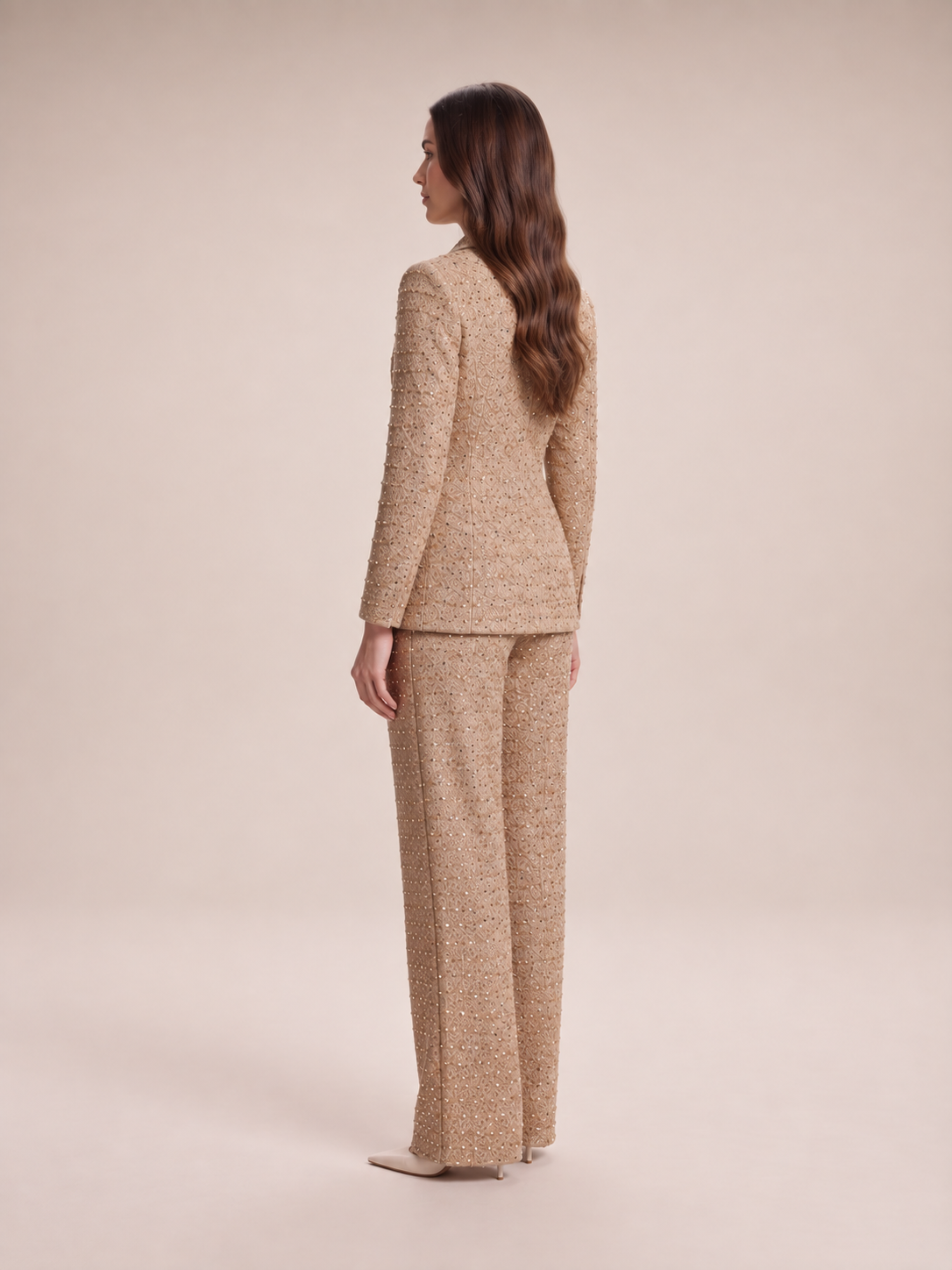 Loovay Armelisse Pailletten Feestpak met Wide Leg Broek