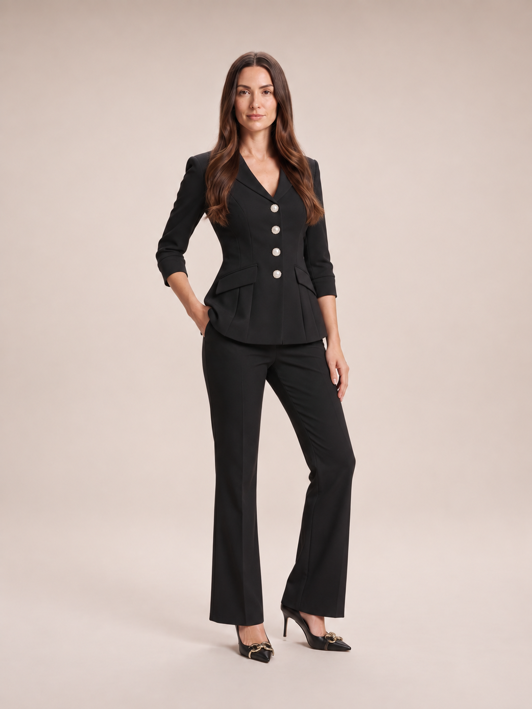 Loovay Elvianne Blazerpak met Flared Broek