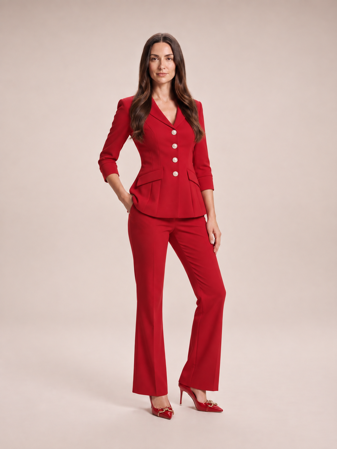 Loovay Elvianne Blazerpak met Flared Broek