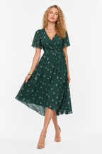 Loovay Fleurenne Jurk, Bloemenprint Midi Elegantie