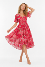 Loovay Fleurenne Jurk, Bloemenprint Midi Elegantie