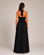 Loovay Varelia Halter Maxi-jurk, Diepe V-hals