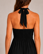 Loovay Varelia Halter Maxi-jurk, Diepe V-hals
