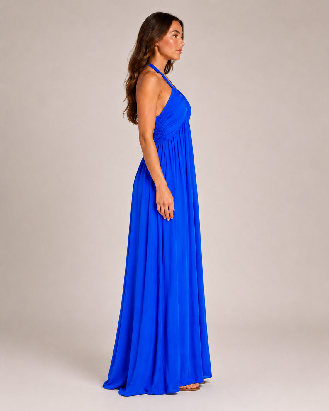 Loovay Varelia Halter Maxi-jurk, Diepe V-hals