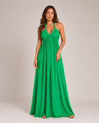 Loovay Varelia Halter Maxi-jurk, Diepe V-hals