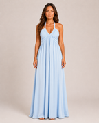 Loovay Varelia Halter Maxi-jurk, Diepe V-hals