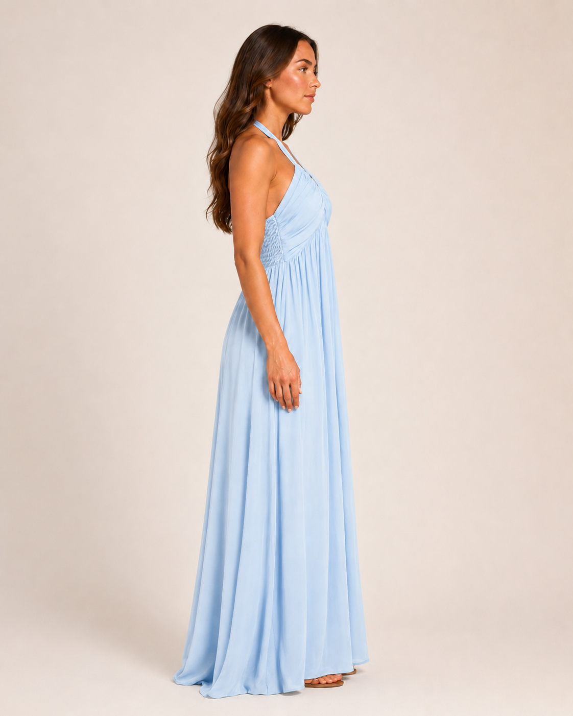 Loovay Varelia Halter Maxi-jurk, Diepe V-hals