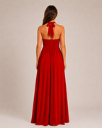 Loovay Varelia Halter Maxi-jurk, Diepe V-hals