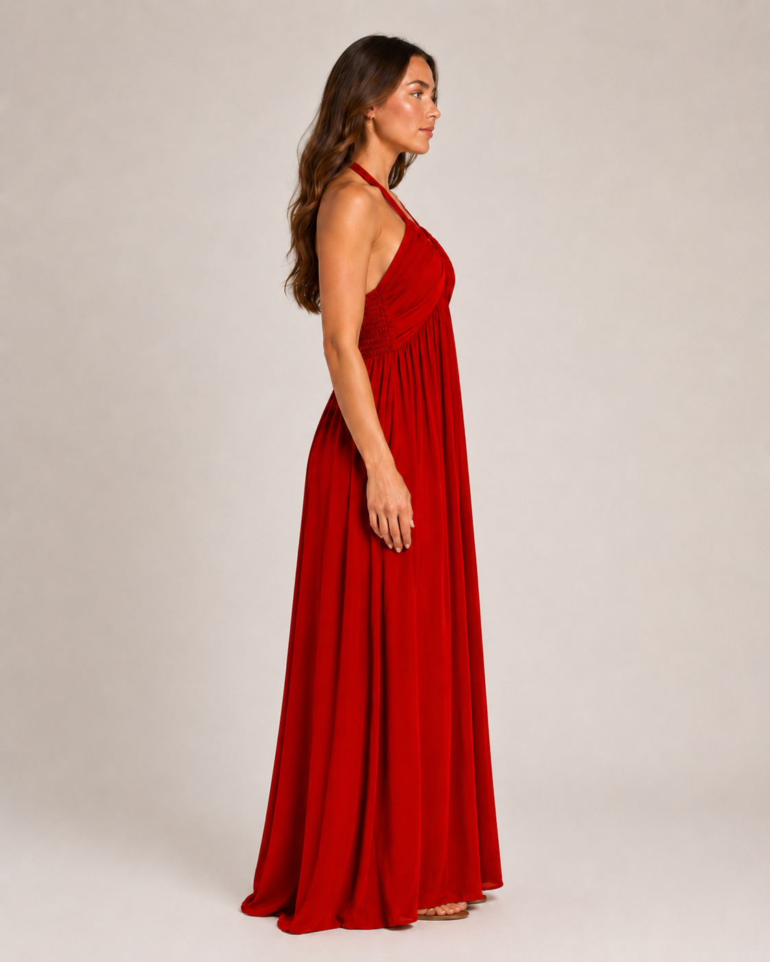 Loovay Varelia Halter Maxi-jurk, Diepe V-hals