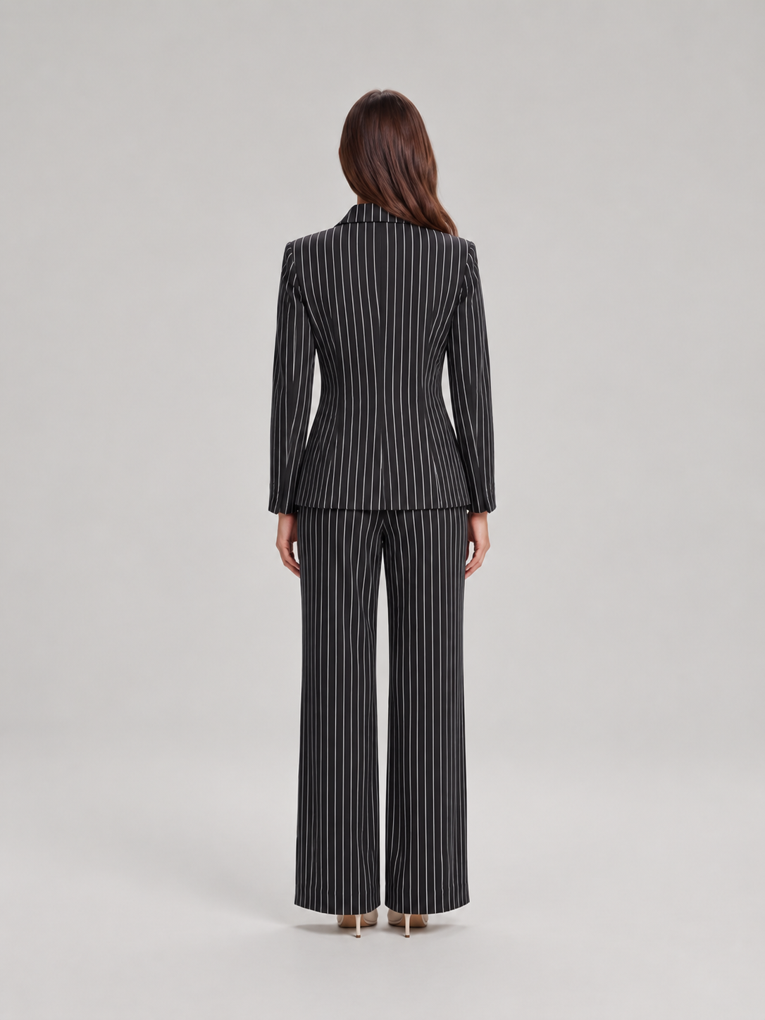 Loovay Doreline Krijtstreep Blazerpak met Wide Leg Broek